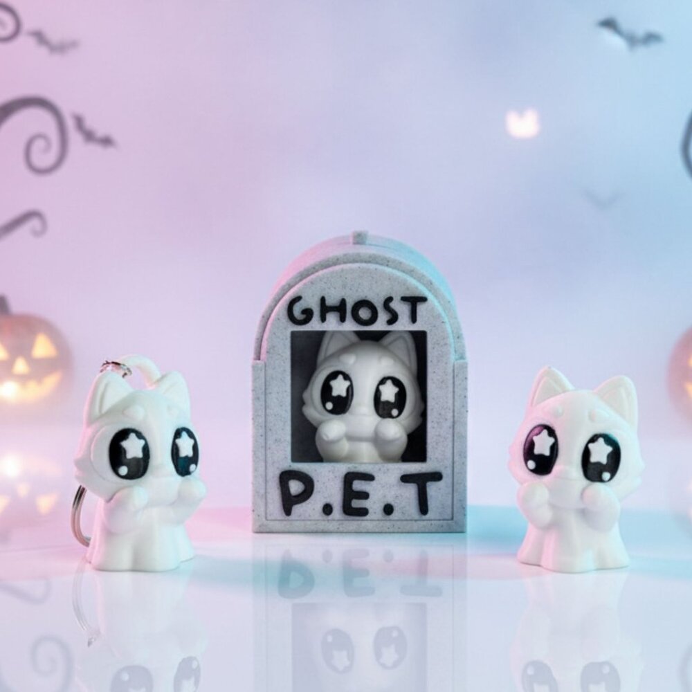 Spooky Cat Flexi Purse Charm Backpack Keychain Bag Trinket Kitten Fidget Gift
